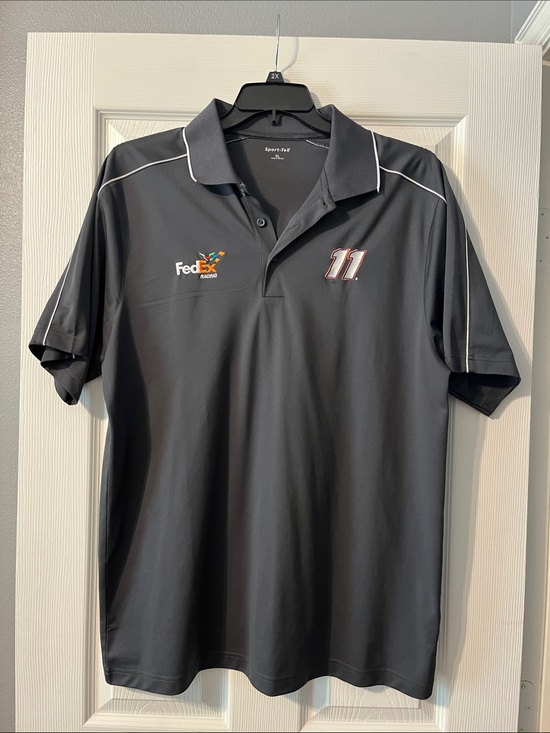 FedEx Racing Men's Gray Polo Shirt Denny Hamlin 11 NASCAR